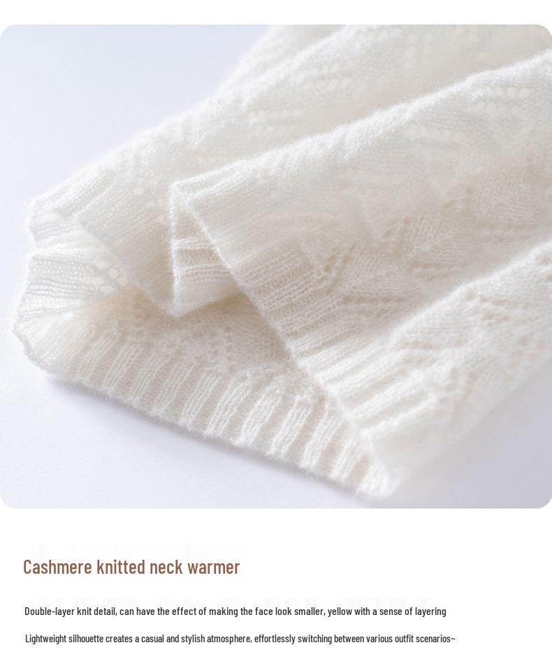 Cashmere Neck Warmer: 100% Pure Cashmere, Hollow Knit, Fashionable Warm Scarf