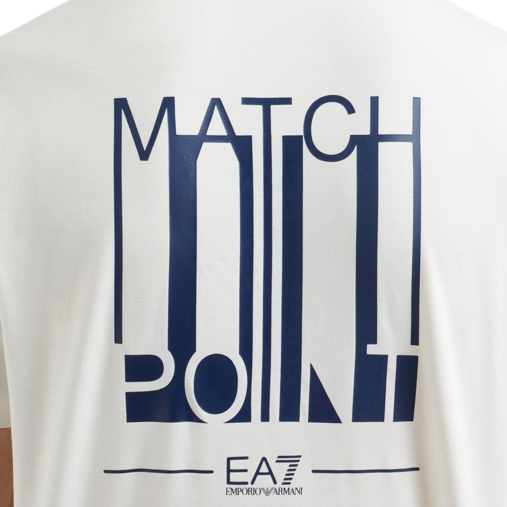 Emporio Armani EA7 Stretch Fit Short Sleeve Crew Neck Tennis Color Block Printed T-Shirt Men tops Starlight-White 7M000179-AF13530-U0005