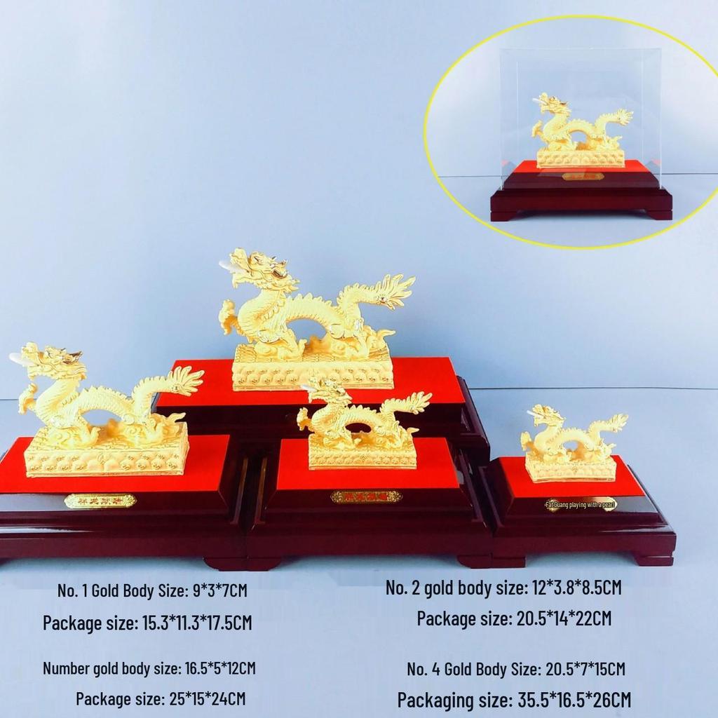 Flocked Gold Dragon Zodiac Ornament for Year of the Dragon - Wealth-Attracting Decoration and Business Gift