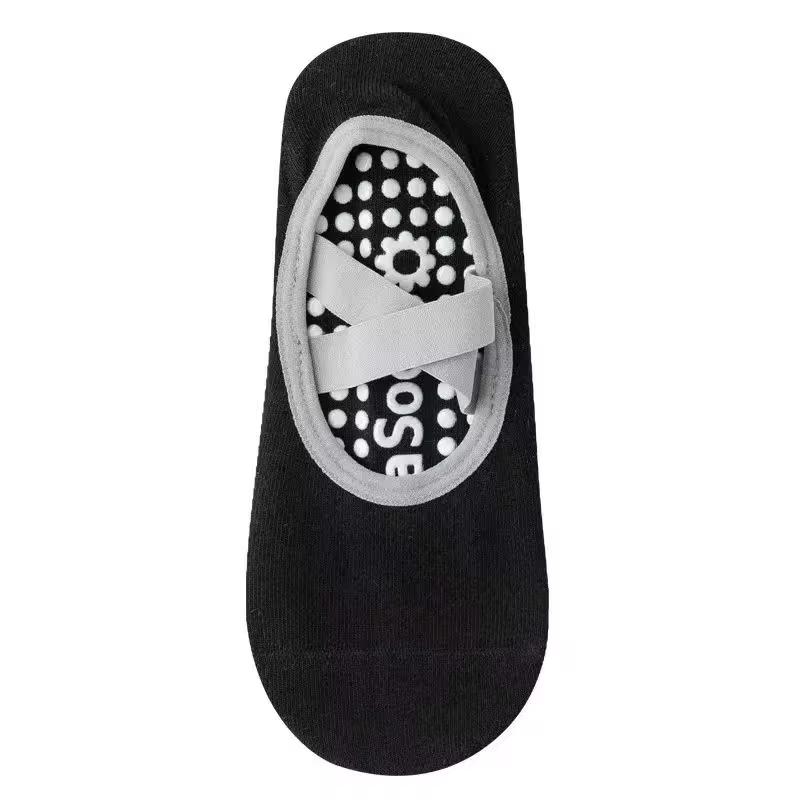 

Бандажные носки для йоги для женщин, хлопковые носки для пилатеса, балета и танцев, нескользящие женские спортивные носки, тапочки для тренировок в тренажерном зале, носки с ручками для бега чёрный