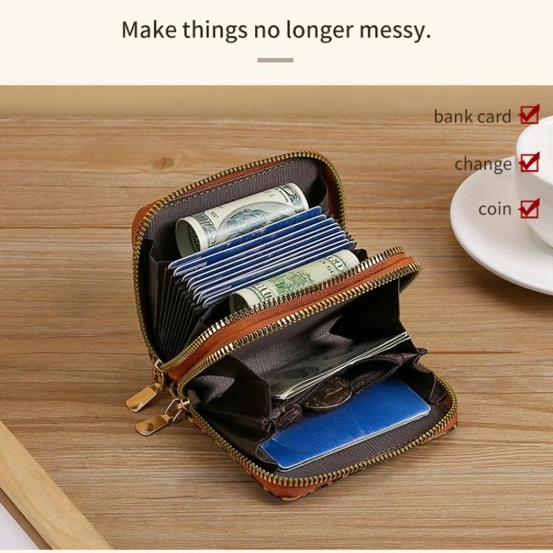 Leopard Print Short Wallet Woman Coin Purse Coin Pouch Double Zipper Card Bag Id Holder Caredit Card Holder Cute Purse