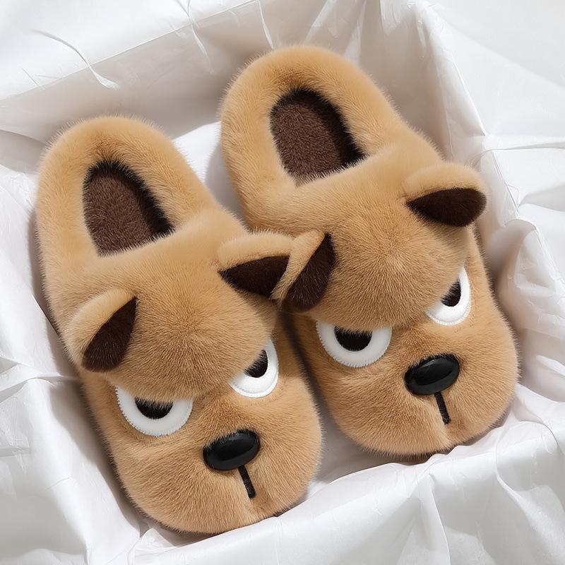 Angry puppy cotton slippers winter new plush warm indoor home platform cotton shoes