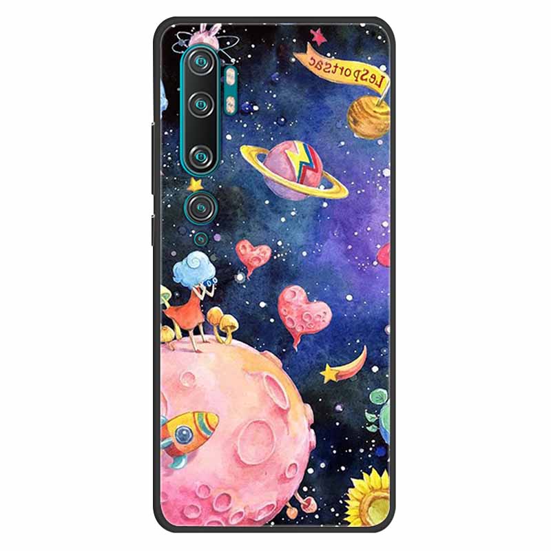 For Xiaomi Mi Note 10 Case Silicone Soft Owl Lion TPU Fashion Back Cover For Xiaomi Mi Note10 Cases Protective Printed Covers