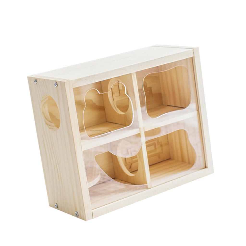 Double Decker Hamster Cabin Wood Shelter Funny Animal Hideaway Cage Supplies for Dwarf Mice Gerbils