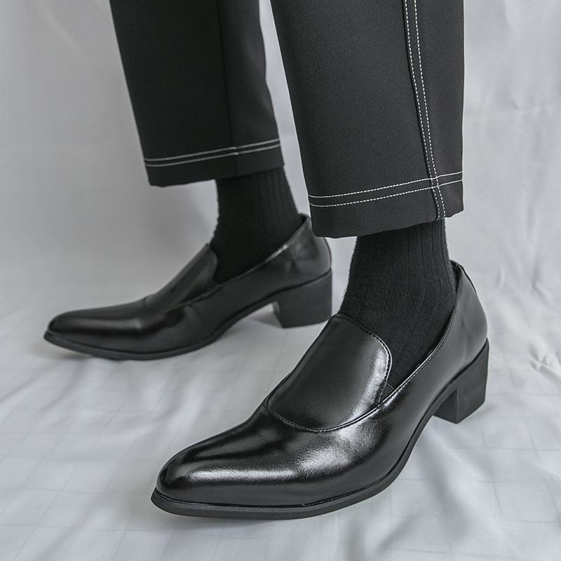 Plus Size Men's Formal Pointed Toe Leather Slip-on Shoes - Spring/Autumn 2025