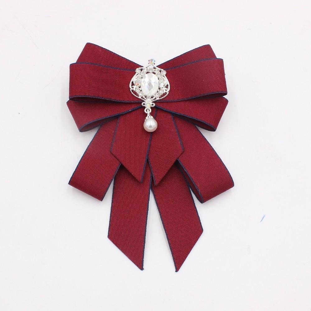 Crystal Bow Tie Rhinestone Ribbon Bow Brooch Fashion Neck Tie  For Men and Women