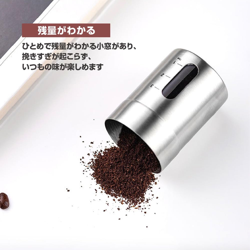 KIRASTART Coffee Mill, Hand Grinder, Manual Coffee Bean Grinder, Adjustable Coarseness, Washable, Lightweight (285g), Portable, Easy To Clean,