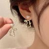 1Pair of Cute Rabbit Pendant Earrings, with Heart-shaped Decorative Imitation Pearl Hollow Animal Earrings, Suitable for Daily Wear