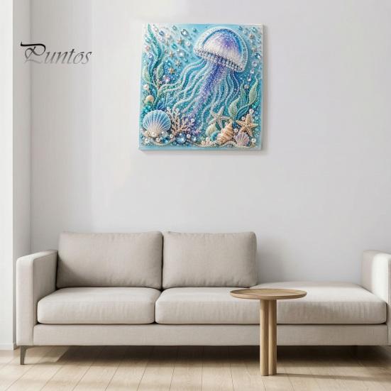 Nautical Style Home Ornament Ocean Faux Pearl Painting Kit, Marine Life 3D Art DIY Decorative Bead Picture Set Sea Turtle Fish Craft for Adults,