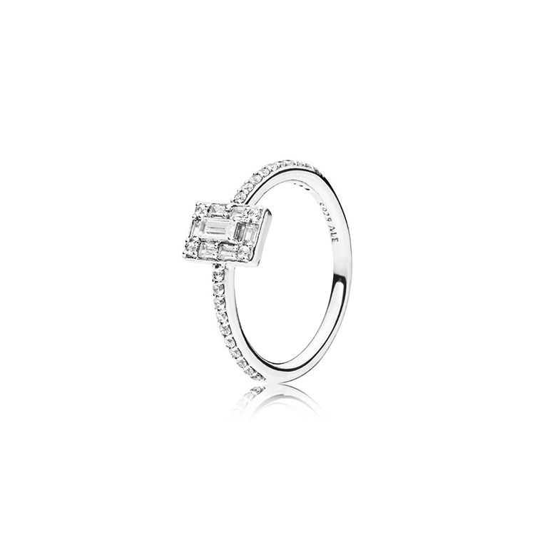 Pandora Embedded Design Crystal Ice Column Ring Unisex rings Silver 197541CZ48 Silver-Box,50