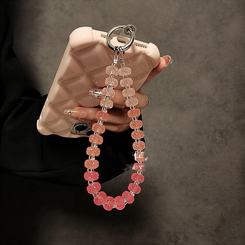 Pvc Luxury Crystal Phone Chain With Beaded Wrist Strap For Men And Women