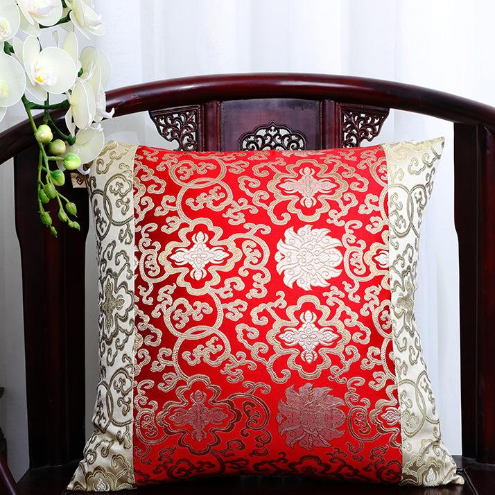 Chinese Classical Style Tassels Cushion Cover Luxury Patchwork Red Yellow Waist Pillowcase Home Sofa Decor Throw Pillow Cover