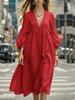 European & American Spring/Summer Women's Casual Lantern Sleeve Maxi Dress