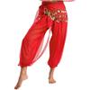 Damen Bauchtanz Bloomers Haremshose Elastischer Bund Paillettenbesetzte Schicht Schnürung Hüfttuch Halloween Kostüm