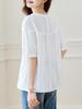 Women's Chic Pleated Short Sleeve Cotton Embroidered Shirt