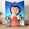 1 peça Coraline (3) Manta, Presente, para Homens e Mulheres, Manta Macia, Boa para Sofá-Cama Sofá Viagem, Manta Leve de Flanela