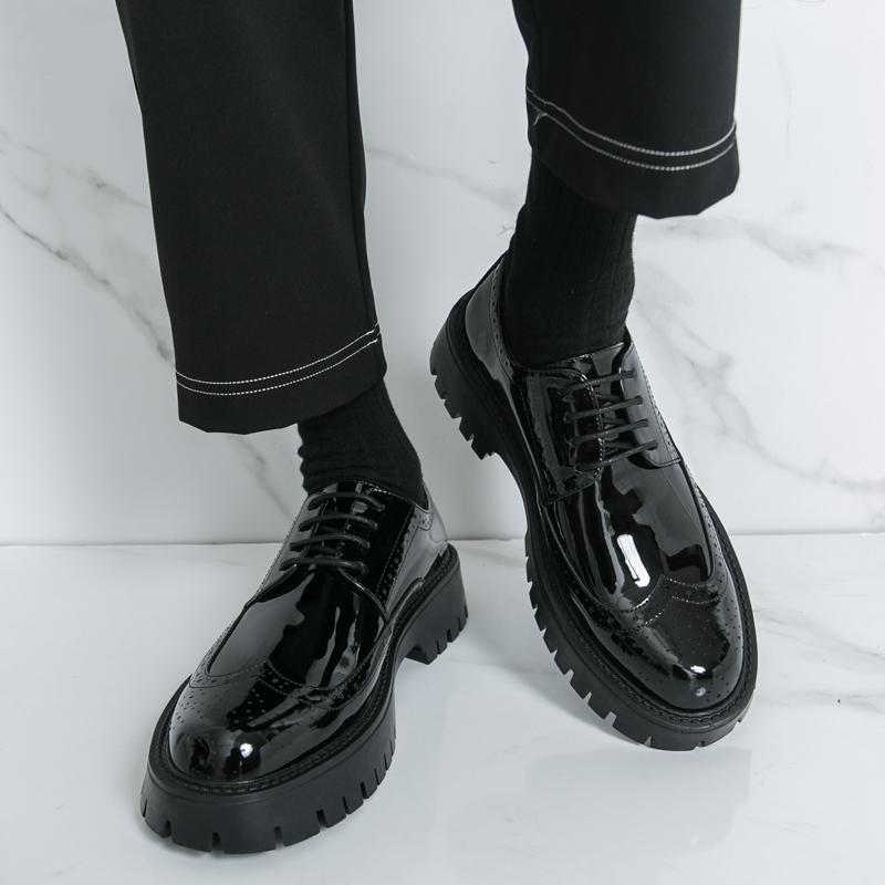 Fashion Suit Thick Soled Men's Leather Shoes Business Gentlemen Hot Selling Styles Work or Office Outdoor Street Trend Lace Up Shoes