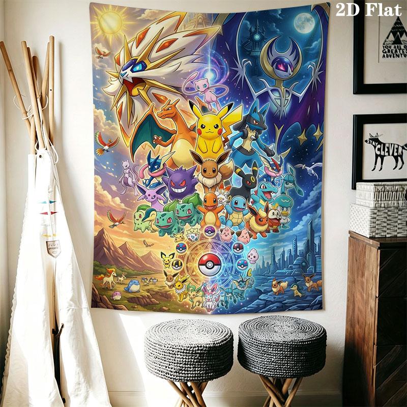 Pokémon Egg Hatch Wall Hanging Printed Fabric Blanket Decorative Tapestries for Bedroom Living Room Home Decor