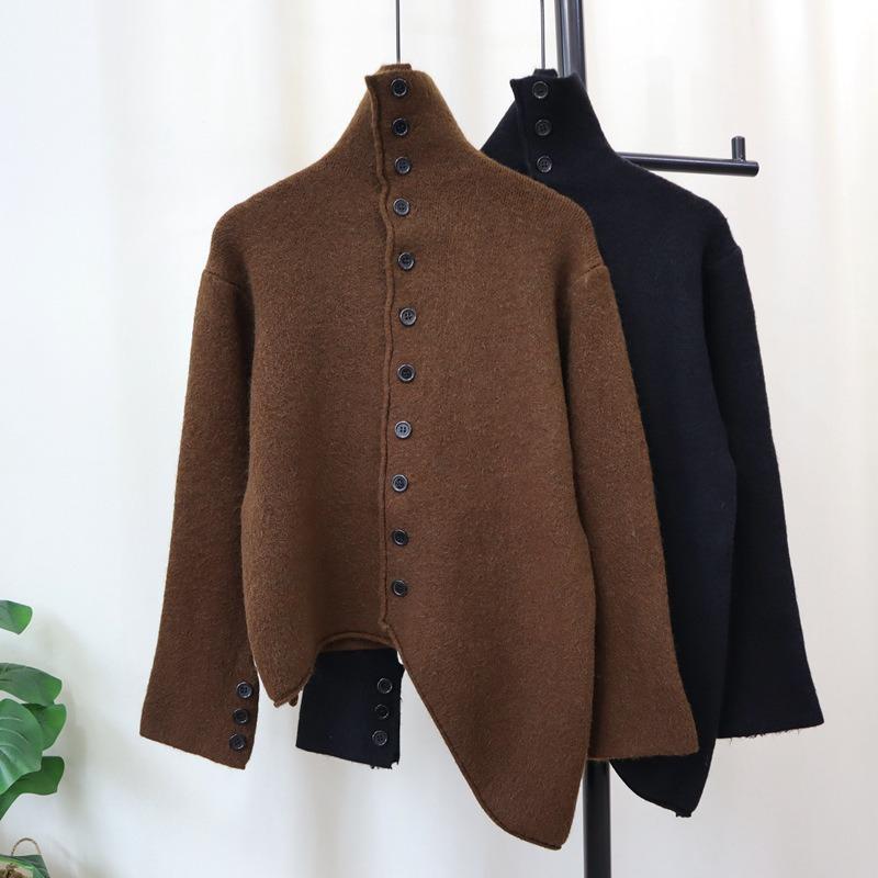Premium temperament knitted cardigan autumn and winter new design irregular sweater jacket women