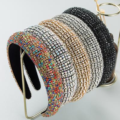Barock Vollfarbige Strasssteine Schwammgepolstertes Stirnband Handgenäht Kristall Braut Haarband Hochzeit Kopfschmuck Geschenk