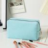 1Pc Seersucker Cosmetic Bag Hand-held Large Capacity Wash Bag Embroidered Stripes Travel Cosmetic Storage Bag for Outdoor Travel Home Storage