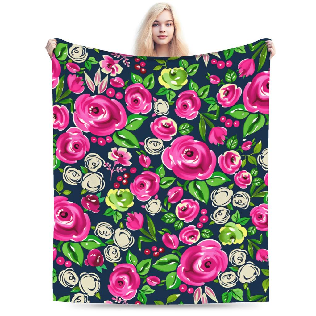 Florals on Yellow Fabric Plush Blanket Child  Flannel Throw Blanket For Outdoor Super Warm Quality Bedspread Birthday Present