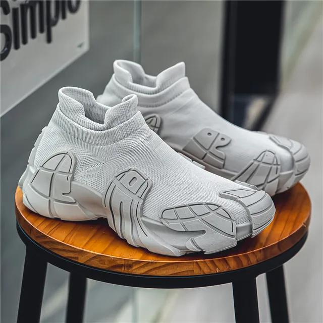

Fashion Socks men s shoes 2024 summer new casual soft soled sports shoes large size shoes men s foot pedal breathable dad shoes 44 серый
