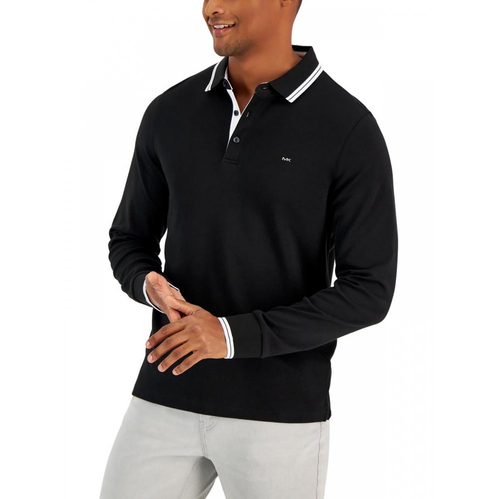 

Мужская рубашка-поло из хлопка с воротником Michael Kors Greenwich черная