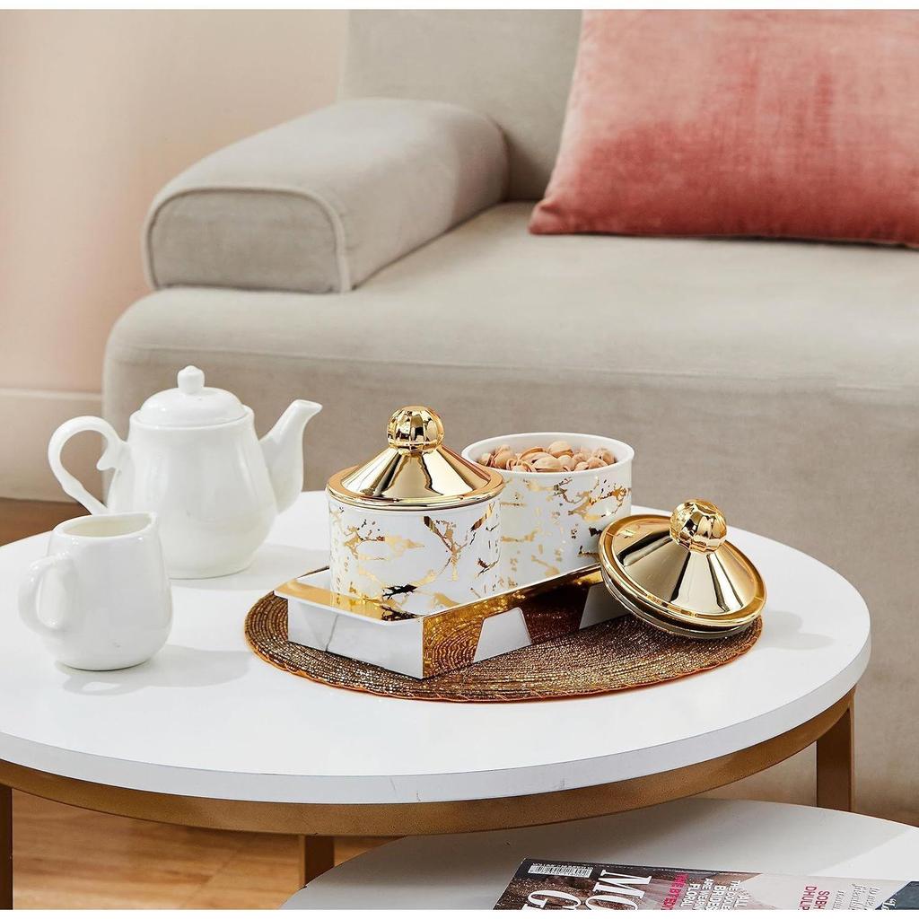 Air-Tight Dry Fruit Container Tray Set With Lid & Serving Tray, Airtight Plastic Storage Container Set 500 ml | Set of 2, White