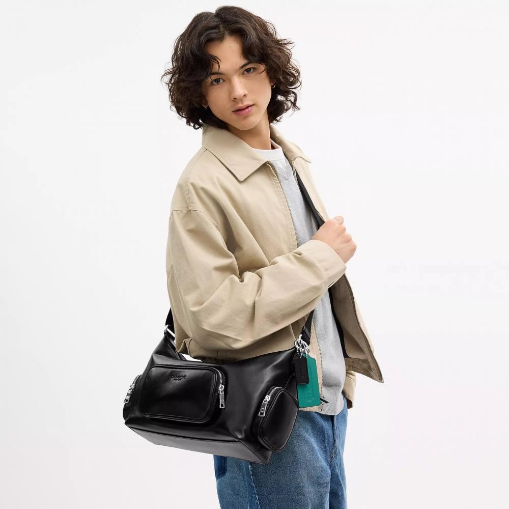 Coach Finn Crossbody Bag With Pockets And Charms Silver Black