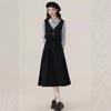 Plus Size Spring Polo Short-Sleeve Cinched Waist Two-Piece Dress Skirt for Women