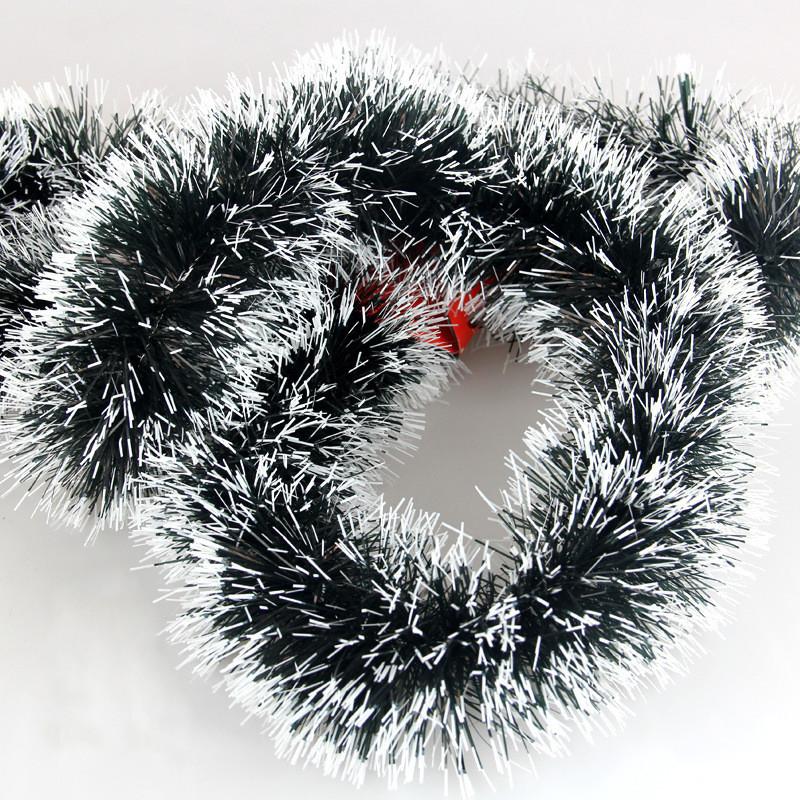 Festive 9cm Wide 2m Green And White Edged Tinsel Garland For Christmas Celebrations