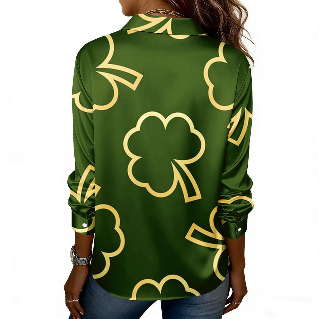 Dámská košile halenka s potiskem tlačítka s dlouhým rukávem ležérní základní košilový límec s běžným topem