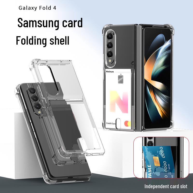 Capa porta-cartões anti-queda para Samsung Galaxy Z Fold 6, TPU transparente, compatível com Fold 5, design dobrável.