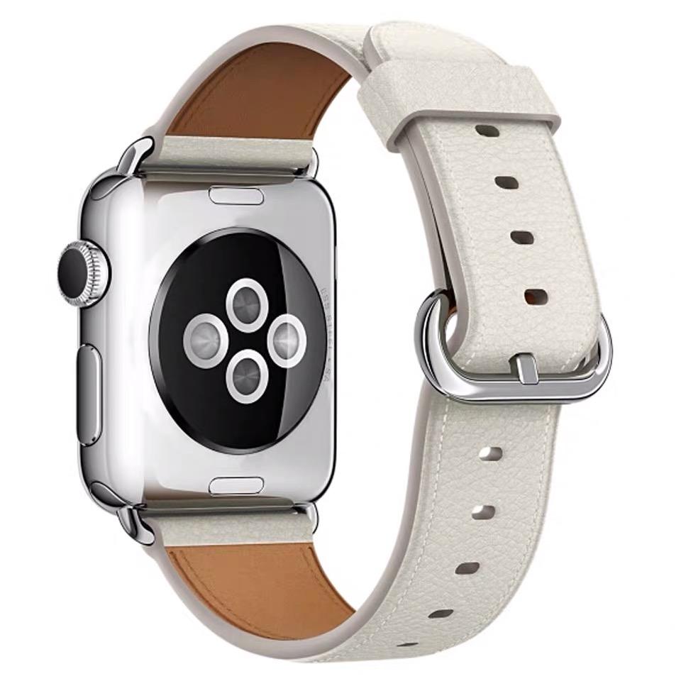

Watch Band for Apple Watch Series 10 42mm/9 8 7 41mm/SE (2023) SE (2022) SE 6 5 4 40mm/3 2 1 38mm Genuine Cow Leather Watch Strap White
