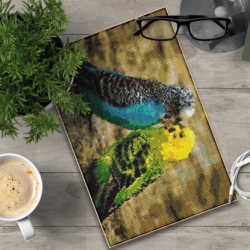 Diamant-Stickerei, zwei Papageien, handgefertigte Diamantmalerei, Kreuzstich