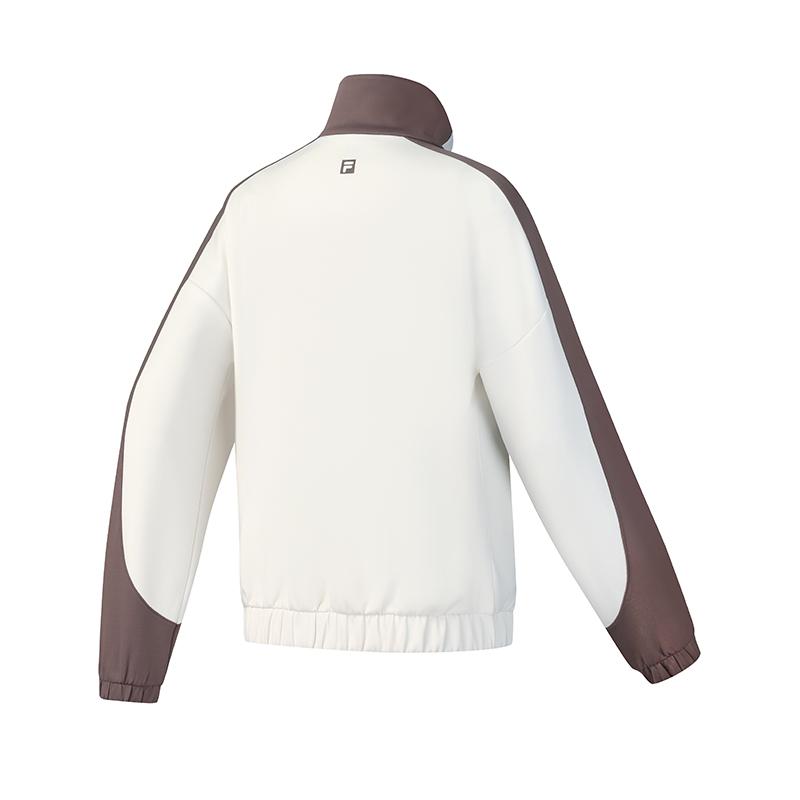 FILA Casual Stand Collar Long Sleeve Knit Jacket Women jackets Vanilla-White A11W511506FIV