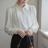Korean Style Loose Long Sleeve Solid Casual Commute Shirt For Women