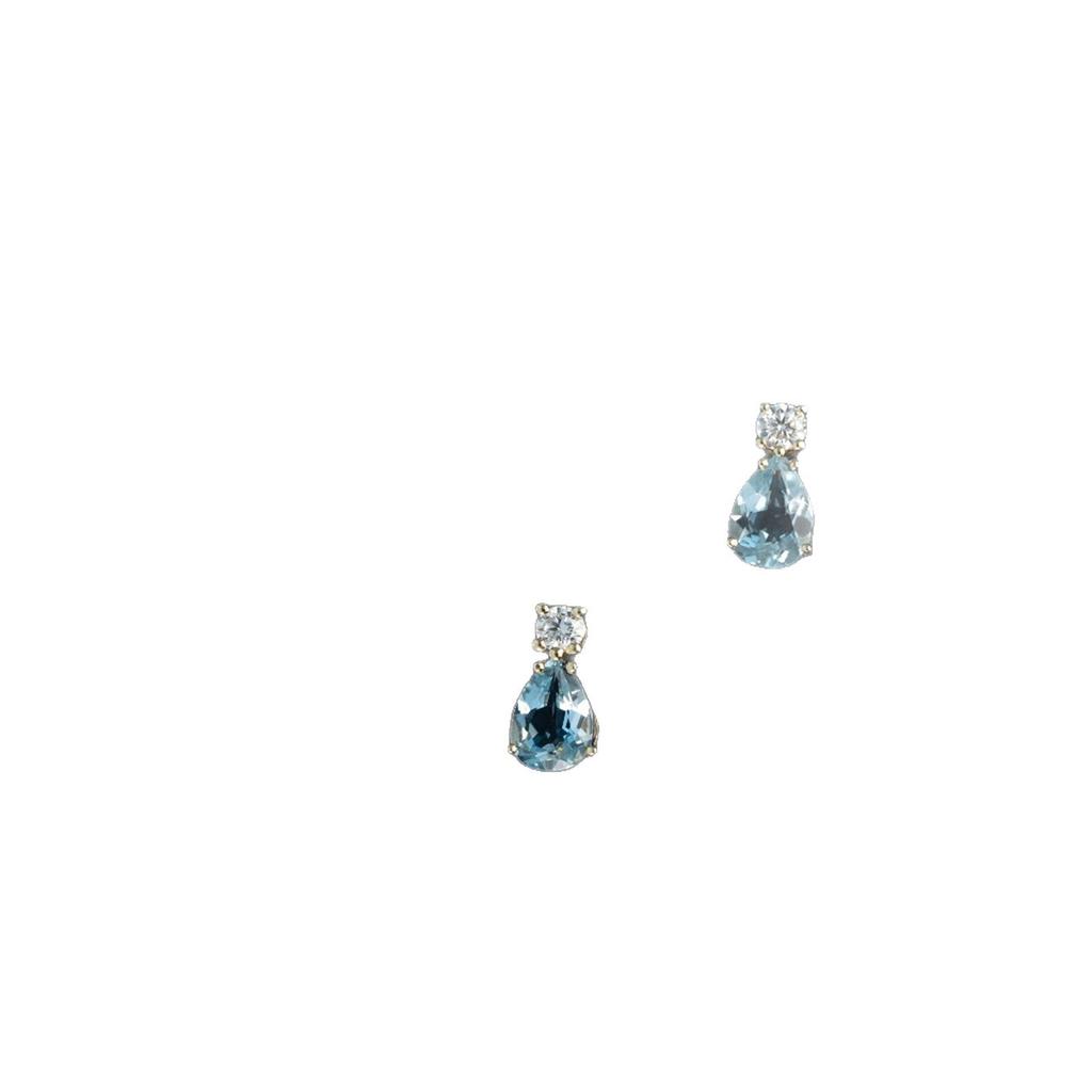 S925 Sterling Silver Plated 14K Gold Water Droplet Blue Zircon Earrings Light Luxury Trendy Fashionable Earrings for Women