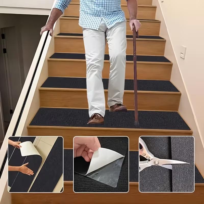 1pc Non-Slip Carpet Stair Treads Mats 20x80cm Self-adhesive Machine Washable Home Improvement Decoration Products