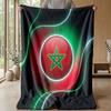 Morocco Football Printed Flannel Blanket Skin Friendly Warm Decorative Throw for Indoor Couch Bed Daily Use