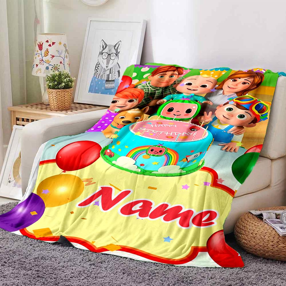Customiz Name Personality CoComelon - Dance Party Blanket Soft &Warm Sofa Office Bed Travel Lunch Break Blanket, Gift Suitable All Seasons