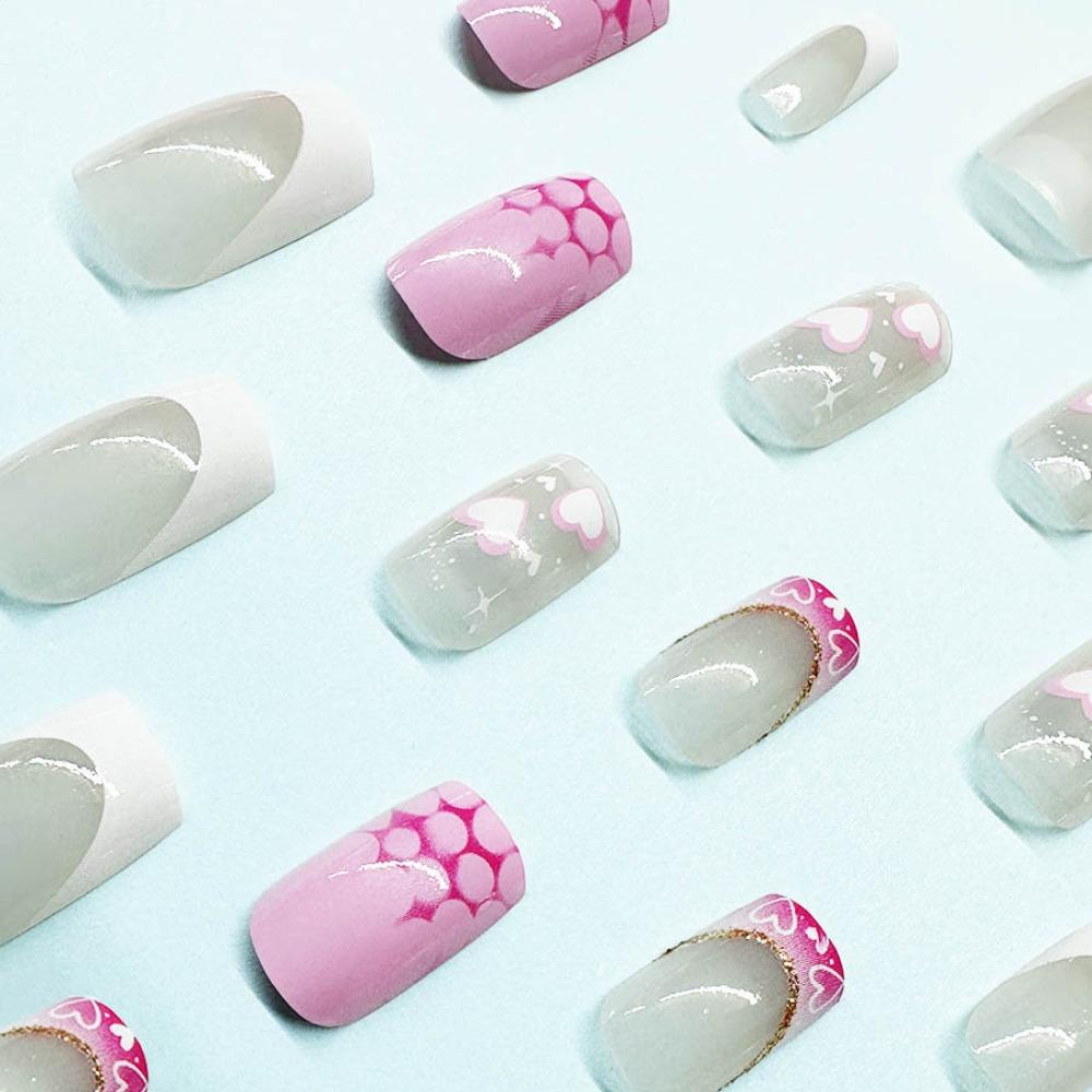 Nositelná manikúra False Nail Square Head Press na nehty Módní francouzská dívka s falešnými nehty