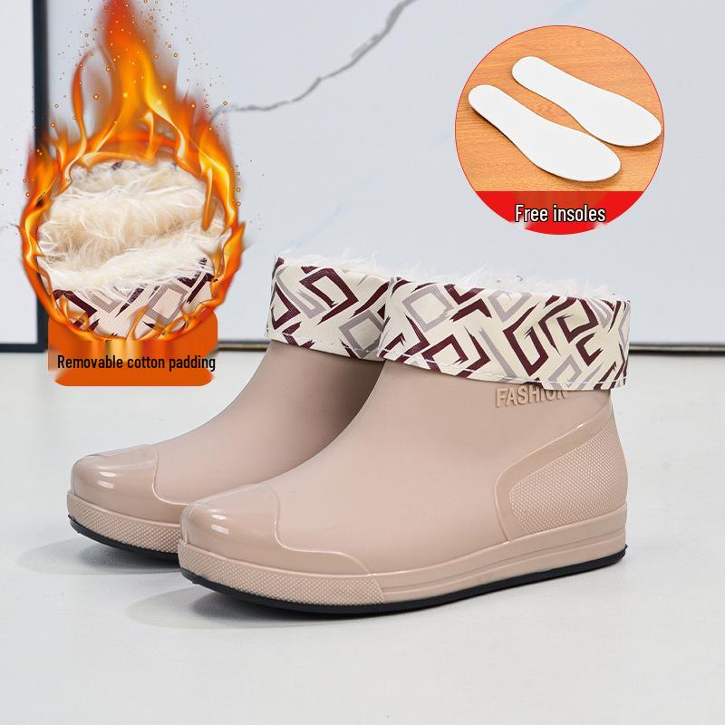 Damen Kurze Regenstiefel: Warme, rutschfeste, wasserdichte Gummischuhe für den Außenbereich