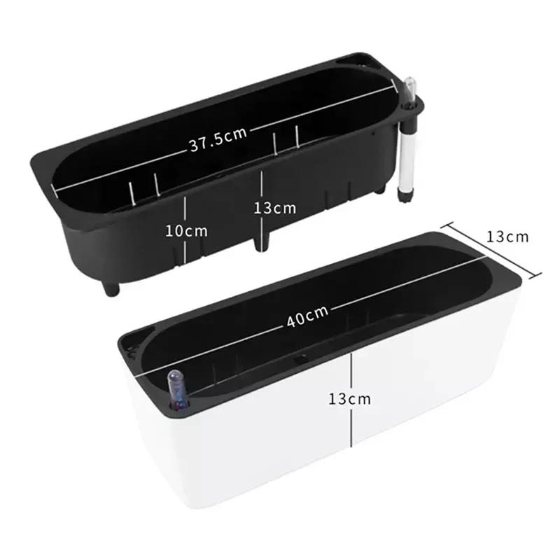 Rectangular Self Watering Flowerpot with Water Level Indicator for Garden Balcony Office Flowers Planting Pot Bonsai Containers