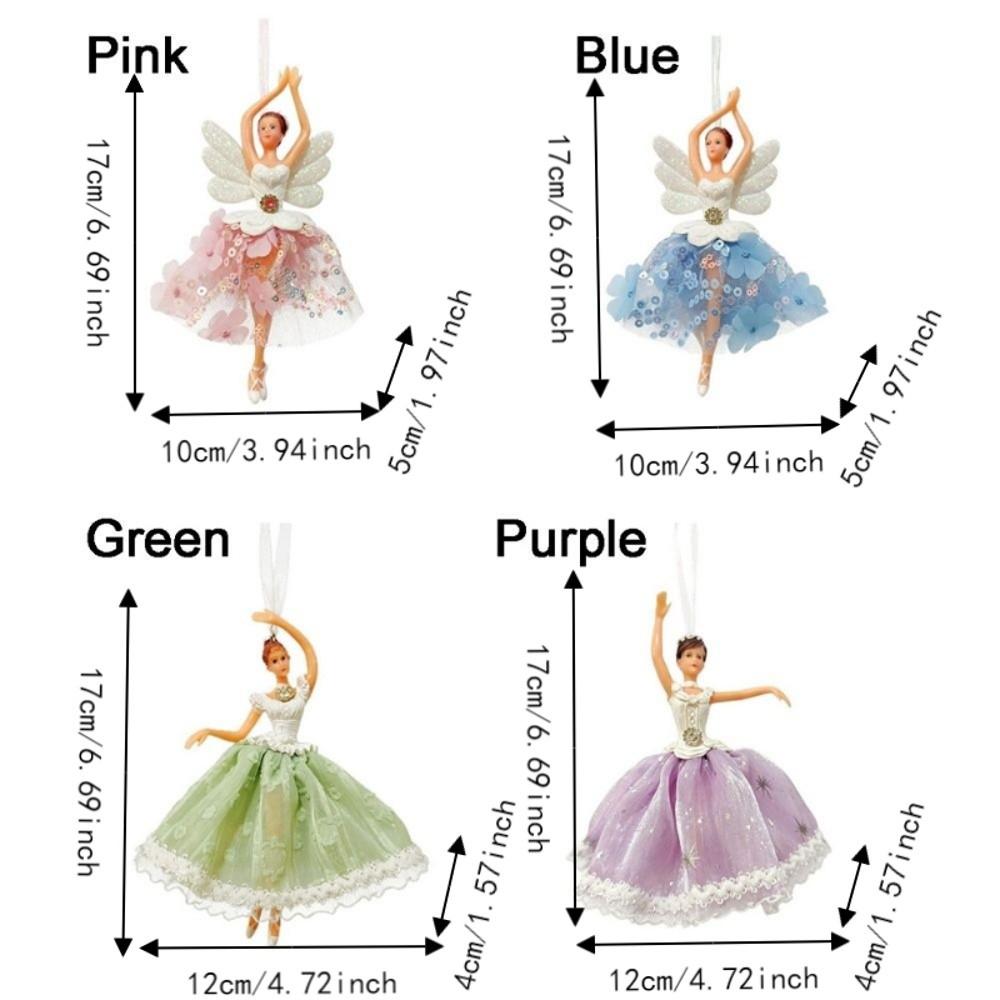 Plastic Christmas Ballet Girl Pendant Tulle Skirt Dance Theme Ballet Dancer Ornament with Shining Wings Hanging