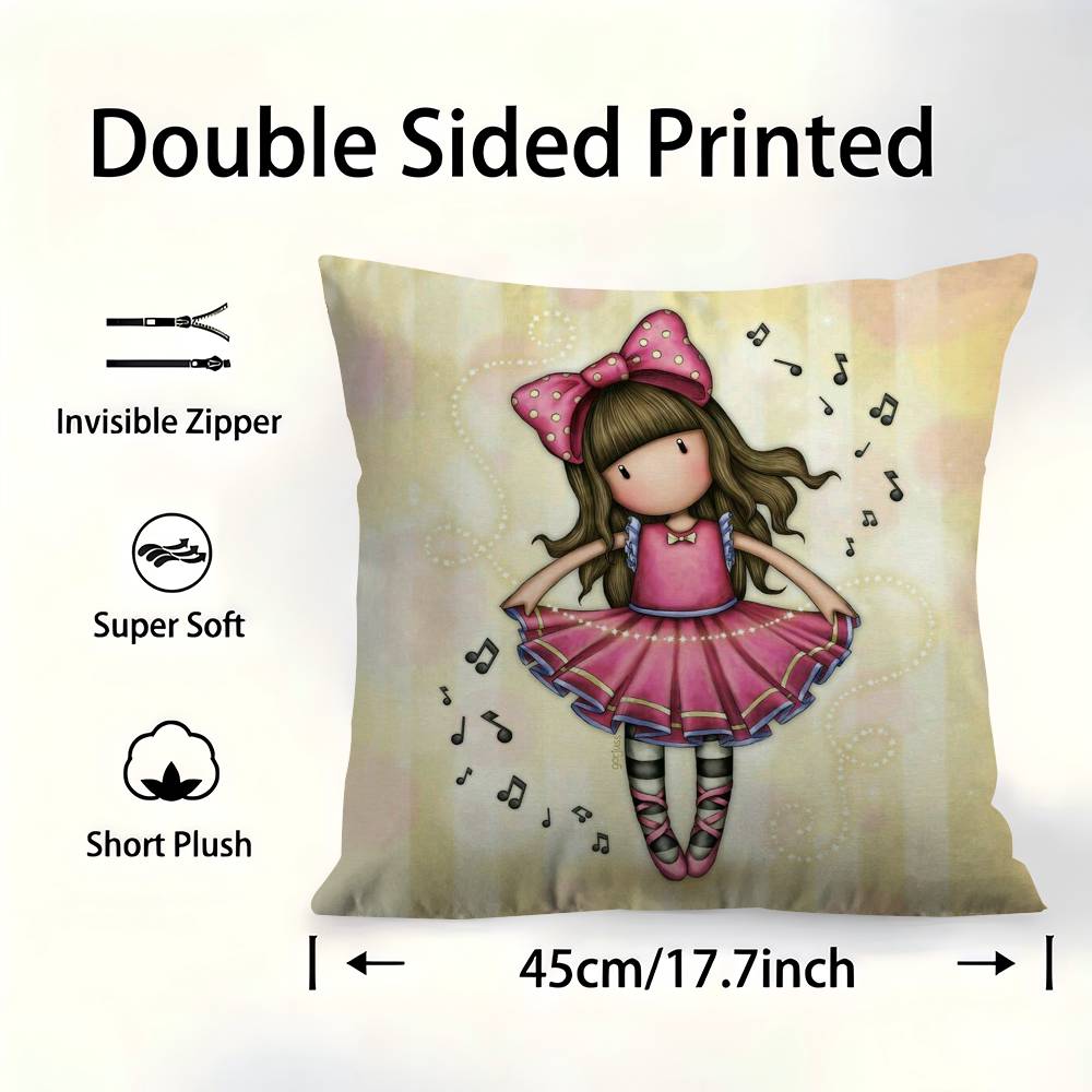 SSantoroGorjuss Cute Cartoon Girl Pillow Cover For Bedroom Room And Living Room Sofa Decorative Cushion Cover