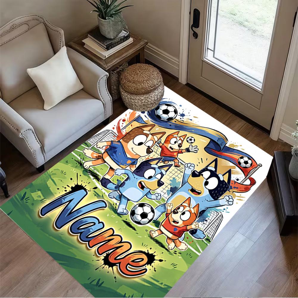 Football Friends Adventure Personalized Text Floor Rug Office Rug Suitable for Balcony Study room Hallway Dining Room Anti-slip Rug Anime Office Decor