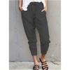 Women's Summer Solid Color Simple Casual Tie Pants Mid Waist Commuter Slim Nine Minute Pants