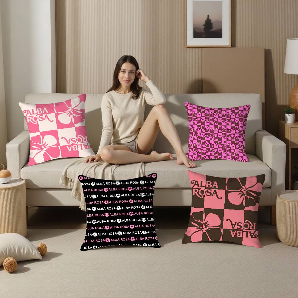 Fashion A-ALBA R-ROSA Pillow Case Home Double-sided Printing Short Plush Colorfast Microfiber Cushion Cover